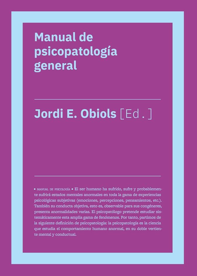 MANUAL DE PSICOPATOLOGÍA GENERAL (NE) | 9788418236297 | OBIOLS (ED.) JORDI