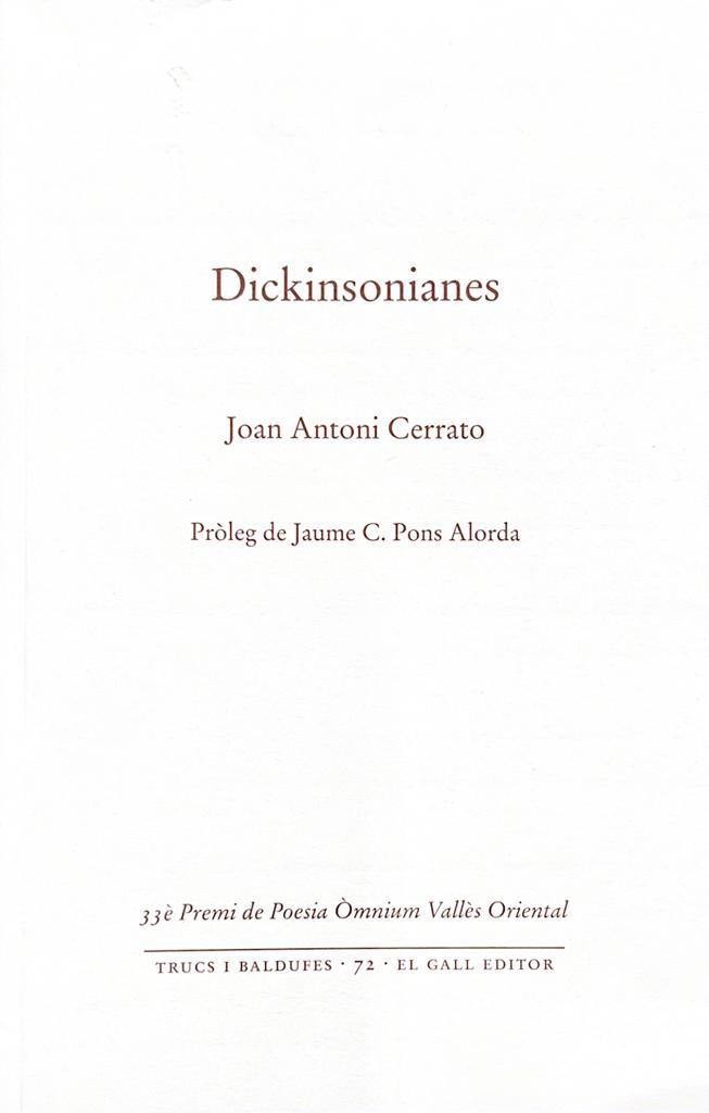 DICKINSONIANES | 9788419321169 | JOAN ANTONI, CERRATO