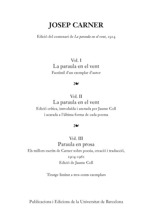 LA PARAULA EN EL VENT | 9788447542246 | CARNER, JOSEP