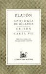 APOLOGIA DE SOCRATES; CRITON ; CARTA VII | 9788423919642 | Platón