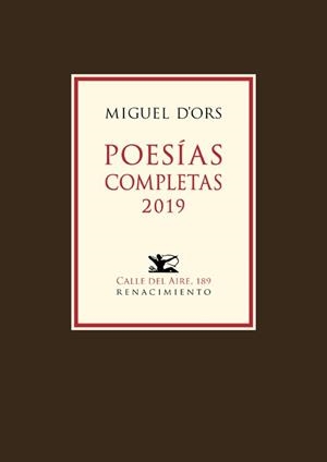 POESÍAS COMPLETAS 2019 | 9788417950002 | D'ORS, MIGUEL 