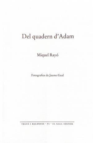DEL QUADERN D'ADAM | 9788419321145 | RAYÓ, MIQUEL