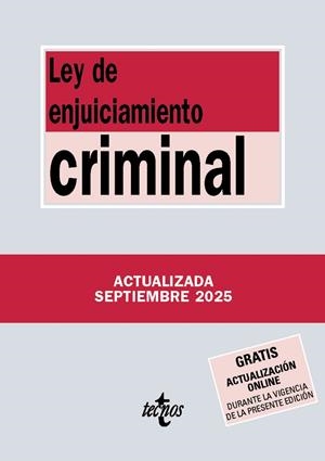 LEY DE ENJUICIAMIENTO CRIMINAL ED 2025 | 9788430993185 | EDITORIAL TECNOS