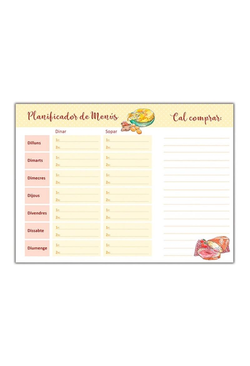 BLOC PLANIFICADOR DE MENÚS | 8437005675667